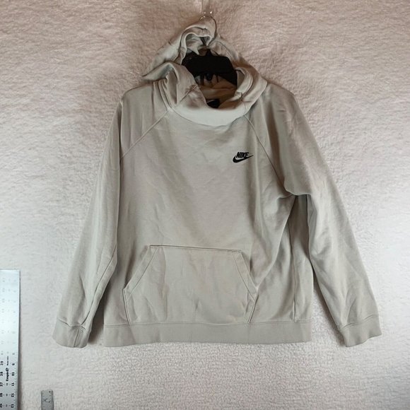 Nike Women's Funnelneck Activewear Cream Pull Over Hooded Sweatshirt Size L 8441 - Picture 1 of 9